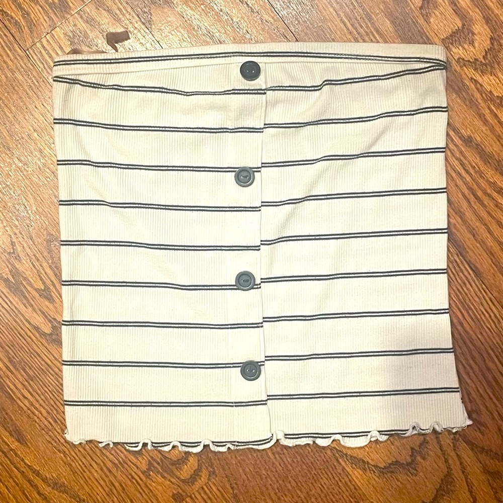 Striped Button-Front Tube Top